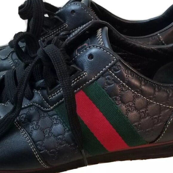 GUCCI GUCCISSIMA LEATHER SNEAKERS BLACK & RED 39